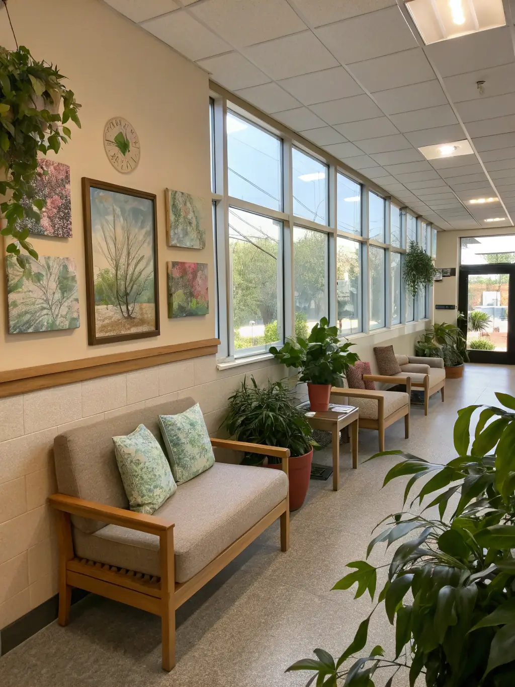 A modern and clean waiting area at Mail Dental Clinic with comfortable seating and a welcoming atmosphere.